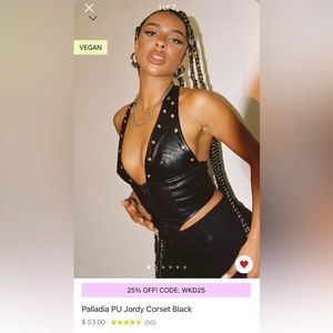 NWT Princess Polly Palladia PU Jordy Corset Black Size 12